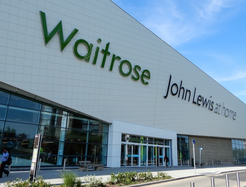 Basingstoke, United Kingdom - June 06 2018:   The new combined Waitrose supermarket and John Lewis home superstore on Churchill Way