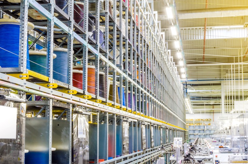 Coil racking in a warehouse