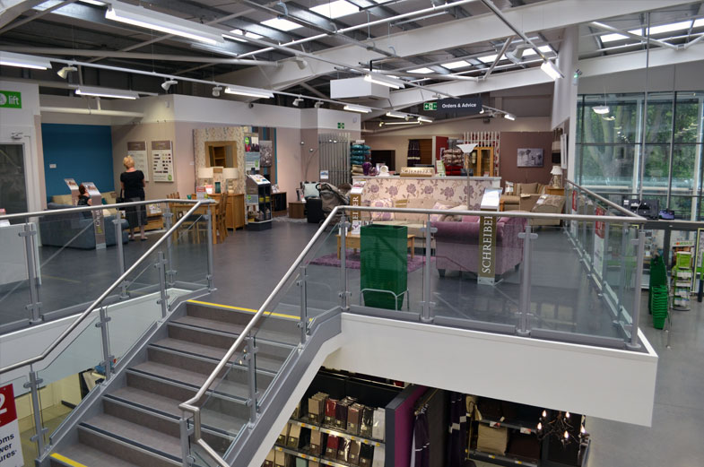 Retail mezzanine decking with finish